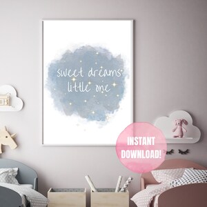 Sweet Dreams Little One Poster, Little One&#39;s Inspirational Art, Empowering Child Nursery Decor, Dream Big Art Printable, Positive Art Decor