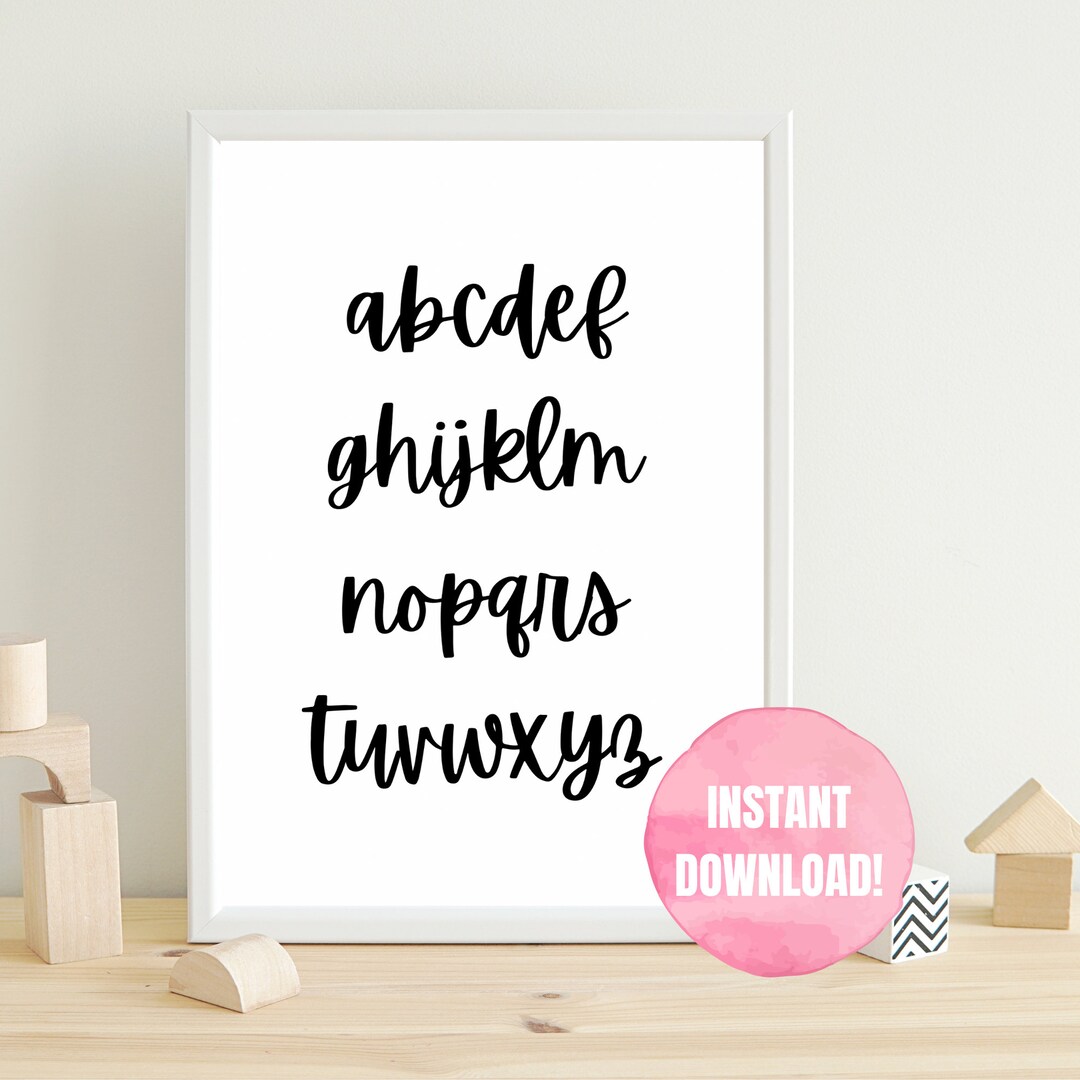 Cursive Alphabet Poster ABC Poster Letters Learning Wall Art Nursery ...