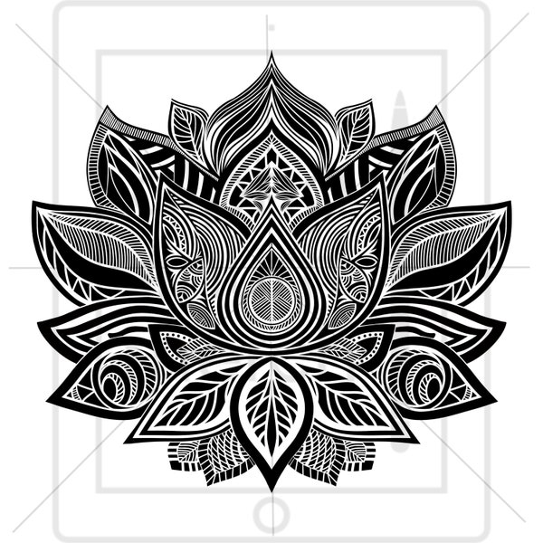 Lotus Mandala Intricate Lace High-Resolution Digital Image 6000 x 6000 px, png