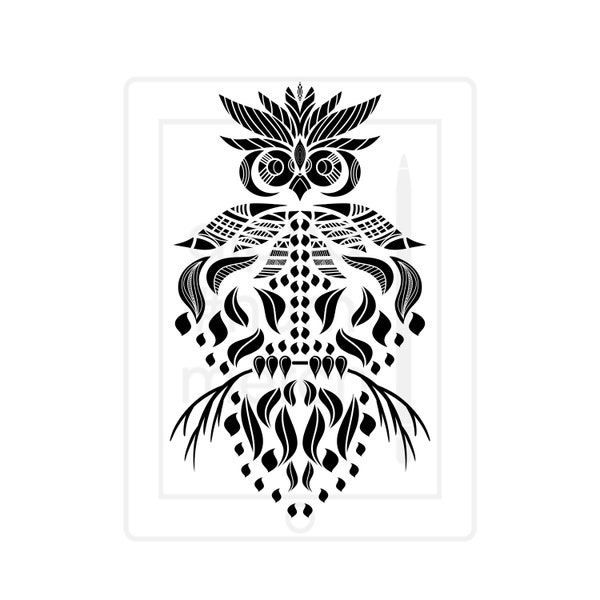 Digital Image Celestial Nocturnal Reverie Enigmatic Spiritual Owl Boho Printable 6000x6000 px, 300 DPI, svg png jpeg Sublimation