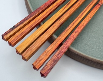 Handmade Chopsticks Canarywood Wood Chopstick Set w/ Gift Box Unique Gift for Him Her Elegant Utensils for Sushi Lover Personalized Present