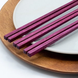 Handmade Chopsticks Purpleheart Wood Chopstick Set - Unique Gift for Him Her Elegant Utensils for Sushi Lover Personalized Present