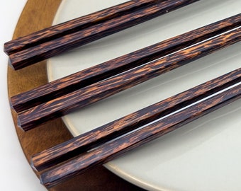 Handmade Chopsticks Black Palm Wood Chopstick Set - Unique Gift for Him Her Elegant Utensils for Sushi Lover Personalized Present