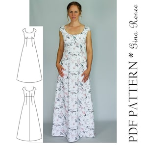 Maxi Dress Sewing PDF Pattern - Womens Maxi Dress Pattern - Maxi Dress patterns for Women