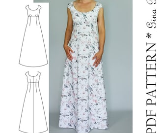 Maxi Dress Sewing PDF Pattern - Womens Maxi Dress Pattern - Maxi Dress patterns for Women