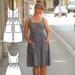 Button Down Dress Pattern - Midi Dress Pattern - Midi Dress Sewing Pattern - Midi Dress patterns- Pollyanna Pocket Dress Sewing Pattern