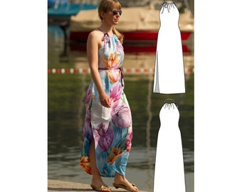 Halter neck maxi dress pattern