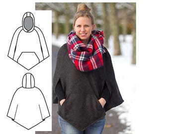 Cape Sewing Pattern. Womens cape pattern. Women's Sewing pattern Cape - Poncho sewing pattern