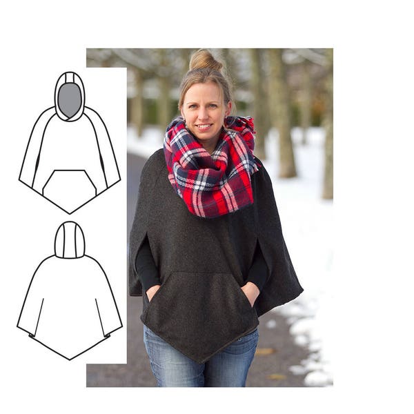 Cape Sewing Pattern. Womens cape pattern. Women's Sewing pattern Cape - Poncho sewing pattern