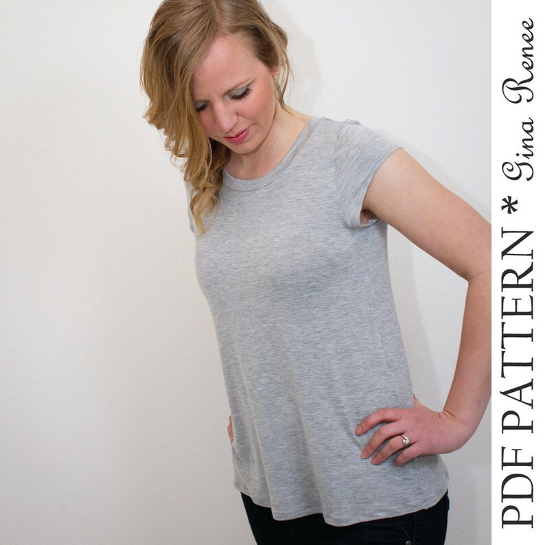 Womens Shirt Pattern. Ladies Tee Shirt Pattern. Flared Tee Etsy