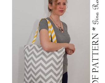 Beach Bag Tote pattern. Reusable shopping bag pattern - Grocery bag pattern. Tote bag sewing patterns