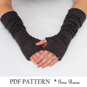 Fingerless Gloves Pattern with Pleats. PDF Glove Sewing Pattern.