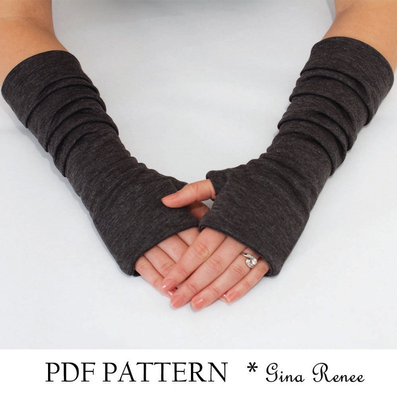 Fingerless Gloves Pattern with Pleats. PDF Glove Sewing Pattern. image 1