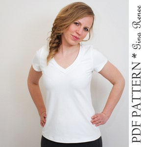 Womens Short & Long Sleeve Shirt Pattern. Tee Shirt Pattern. Regular Fit Tee pattern.