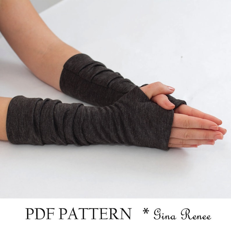 Fingerless Gloves Pattern with Pleats. PDF Glove Sewing Pattern. image 2