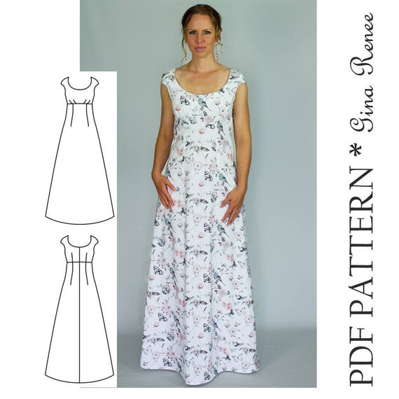 Maxi Dress Sewing PDF Pattern Womens Maxi Dress Pattern Maxi Dress Patterns  for Women 