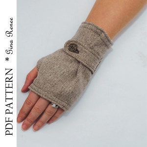 Fingerless Glove Pattern with Strap. PDF Glove Sewing Pattern. image 2