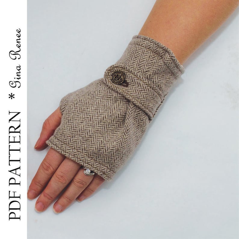Fingerless Glove Pattern with Strap. PDF Glove Sewing Pattern. image 2