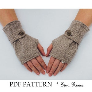 Fingerless Glove Pattern with Strap. PDF Glove Sewing Pattern. image 1