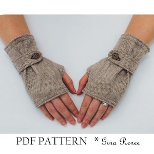 Fingerless Glove Pattern with Strap. PDF Glove Sewing Pattern.