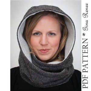 Hooded Scarf Pattern. Hood Scarf Sewing pattern. Infinity Scarf sewing pattern - PDF pattern