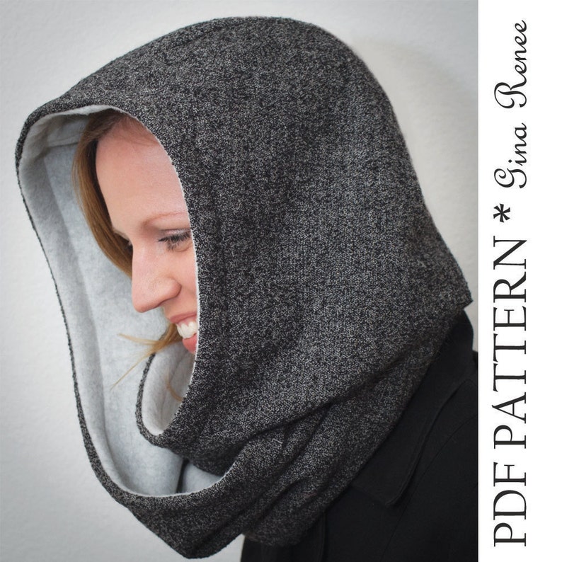 Hooded Scarf Pattern. Hood Scarf Sewing pattern. Infinity Scarf sewing pattern PDF pattern image 3