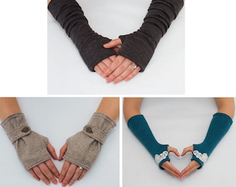 3 Fingerless Gloves Patterns. PDF Glove Sewing Patterns - combo pack.