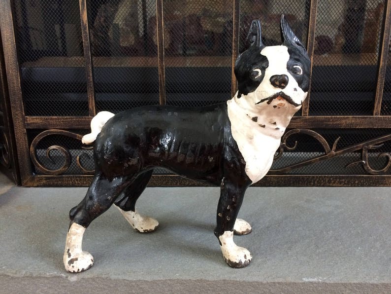 Antique Cast Iron Boston Terrier Door Stop Etsy
