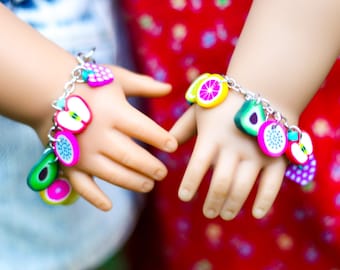 Fruit Salad Charm Bracelet fits 18 inch dolls such as American Girl / Doll Jewelry / Custom Bracelet / Charms / Summer Accessories / Trendy