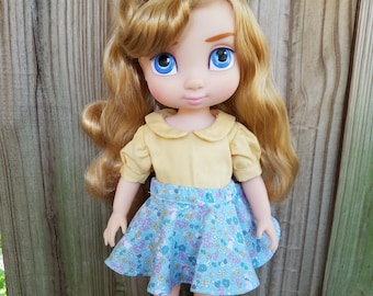 Spring/Easter Skirt and Shirt Set for Disney Animator Dolls, Disney Animator Doll Clothes, 16 inch Doll Clothes, Doll Easter Skirt Set