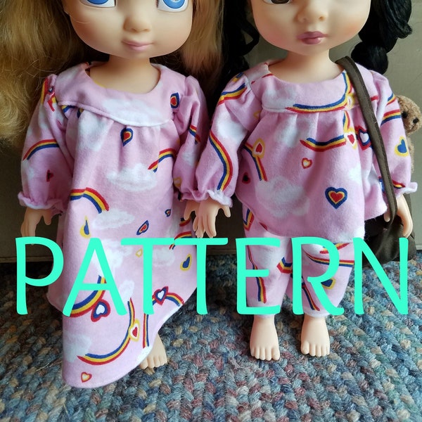 Winter Jammie Set SEWING PATTERN for Animator Dolls, Sewing Pattern, Doll Clothes, 16 in Doll Clothes, Dress Pattern, Winter Clothes