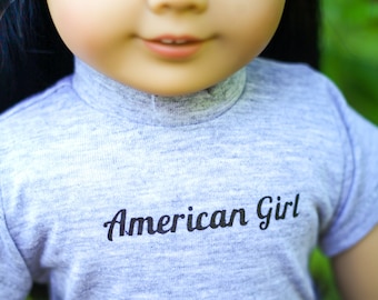 Gray American Girl Shirt fits 18 inch dolls, Graphic Tee for Dolls, American Girl Shirt, 18 inch Doll Shirt, Trendy Clothes, Teen Doll Shirt