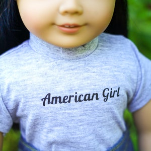 Gray American Girl Shirt fits 18 inch dolls, Graphic Tee for Dolls, American Girl Shirt, 18 inch Doll Shirt, Trendy Clothes, Teen Doll Shirt