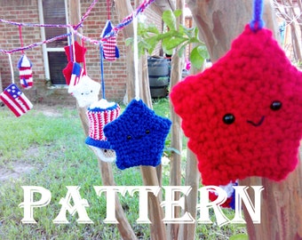 CROCHET 4th of July Garland PATTERN Independence Day, 4th of July Bunting, 4th of July Banner, American Garland, Red White and Blue Garland