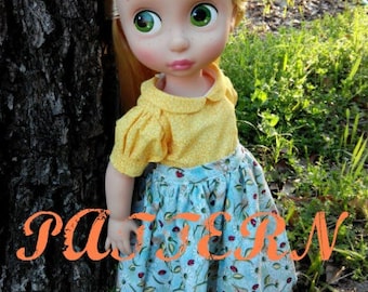 Raffrock SCHNITTMUSTER für 16 inch dolls wie Animator Collection Doll, Puppenkleidung, Puppenrock, Puppenkleid, Püppchen