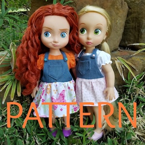 Overall Dress SEWING PATTERN fits 16 inch dolls such as Animator Dolls, Sewing Pattern, Doll Clothes, Overall Dress Pattern, Toddler