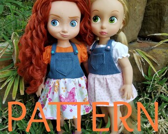 Overall Kleid SCHNITTMUSTER passend für 16 zoll Puppen wie Animator Dolls, Schnittmuster, Puppenkleidung, Overall Schnittmuster, Kleinkind