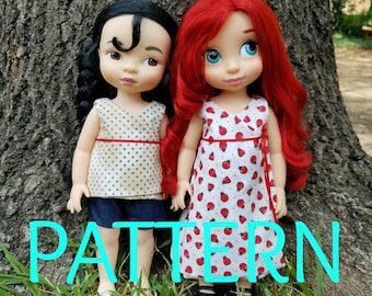 Wickelkleid und Shirt Set SCHNITTMUSTER für 16 Zoll Puppen wie Animator Puppen, Schnittmuster, Puppenkleidung, Schnittmuster, Kleinkind Puppe