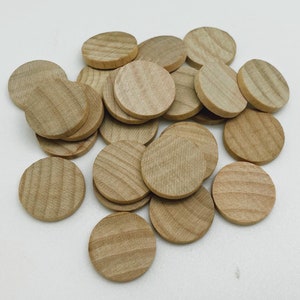 3/4&quot; Wood Discs - Wood Circles - Set of 25 Unfinished Wood Coins - 1/8&quot; Thick Wood Rounds - Wooden Circles