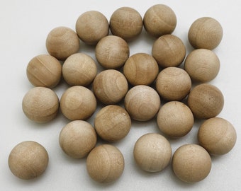 1/2" Wood Balls - Set of 25 - Unfinished - Solid Wood - Wooden Balls - Half Inch Balls