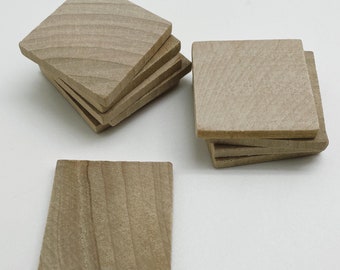 1 1/2" Wood Square - Set of 10 Wood Tiles - Unfinished Wood - Wooden Squares - 1/8" Thick - Natural Wood Squares - Wood Mosaic Tiles