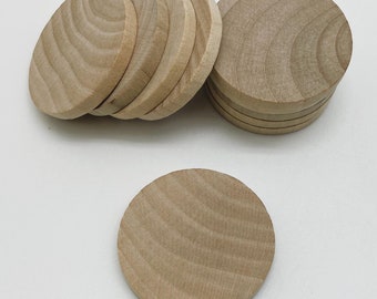1-3/4" Wood Discs - Wood Circles - Set of 10 - Unfinished - Wood Rounds - Wood Coins - Craft Circles - Game Pieces
