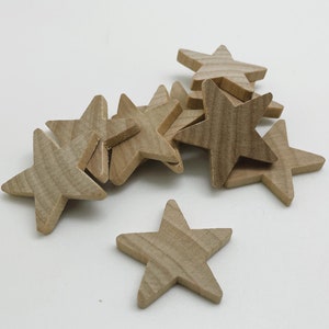 1-1/2&quot; Wood Star - Set of 10 Unfinished Wood Stars - 3/16&quot; Thick Wooden Stars