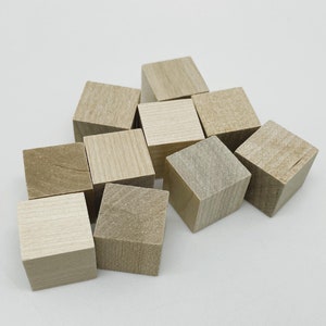 3/4&quot; Solid Wood Blocks - Set of 10 - Unfinished - Wooden Cube - Building Blocks - Wood Craft - DIY Blocks