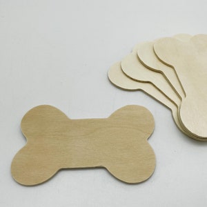 3-5/8&quot; Wooden Dog Bone - Set of 5 - Unfinished - 2 1/4&quot; Tall - 1/8&quot; Thick - Wood Bones - Craft Bones - DIY Halloween Decor - DIY Dog Decor
