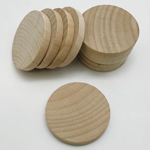 2" Wood Discs - Set of 10 - Wood Coin - 2 Inch Wood Circles - Unfinished Wood Round - 1/4" Thick - 2 Inch Wooden Discs -2 Inch Wood Rounds