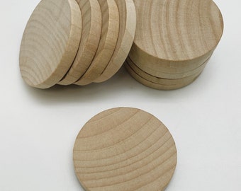 2" Wood Discs - Set of 10 - Wood Coin - 2 Inch Wood Circles - Unfinished Wood Round - 1/4" Thick - 2 Inch Wooden Discs -2 Inch Wood Rounds