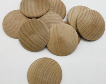 2" Domed Wood Discs - Set of 10 - Domed Wood Circles - Unfinished Domed Round - 5/16" Thick - 2 Inch Domed Disks