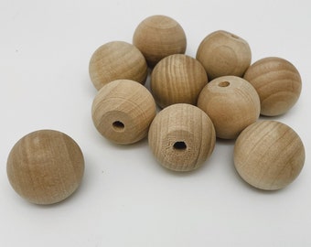 1" Wood Knob Set of 10 Unfinished 1 Inch Knobs - Doll Heads - 3/16" Hole - Wood Pulls - Furniture Knobs - Drawer Pulls