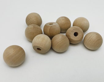 3/4" Wood Knobs - Doll Heads - Set of 10 Unfinished 3/4" Diameter Wooden Knobs - 3/16" Hole - .75 Ball Knob - Wood Ball Knobs - Wooden Pulls